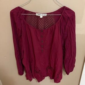 Jolt Deep Red Blouse with Button Detail